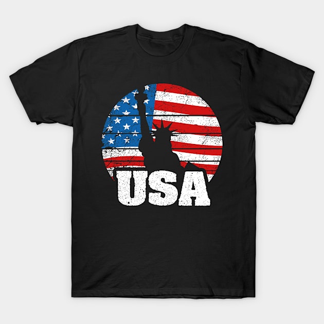 4th of July USA Statue of Liberty American Flag T-Shirt by DARSHIRTS